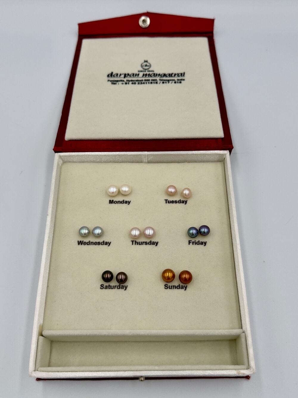 Darpan Mangatrai 7 Day Pearl Earring Box Set Cultured Freshwater Studs Weekly